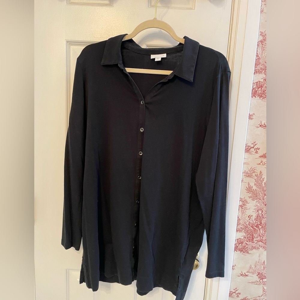 J JILL black button down shirt. Size L.